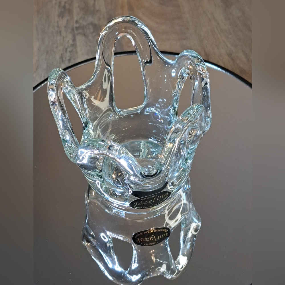 Jozefina Krosno Clear Glass Art Candle Holder or Decorative Vase - Picture 6 of 9